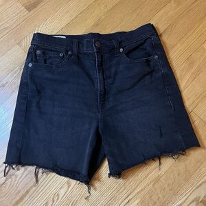 GAP Distressed Denim Black Jean Raw Hem Cut Off‎ 4" Shorts High Rise Size 29/8t